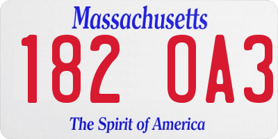 MA license plate 182OA3