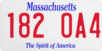 MA license plate 182OA4