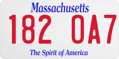 MA license plate 182OA7
