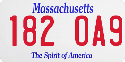 MA license plate 182OA9