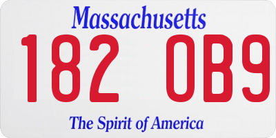 MA license plate 182OB9