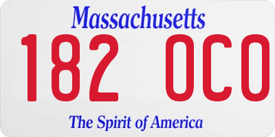 MA license plate 182OC0