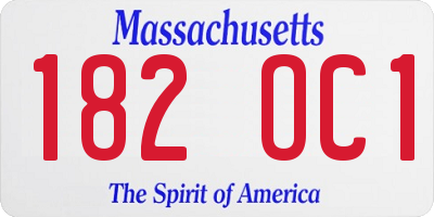 MA license plate 182OC1