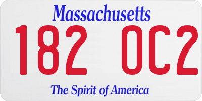 MA license plate 182OC2