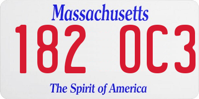 MA license plate 182OC3