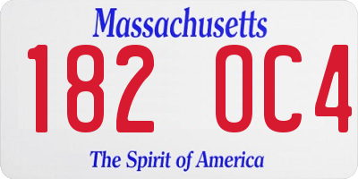 MA license plate 182OC4