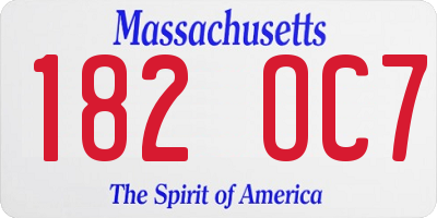 MA license plate 182OC7