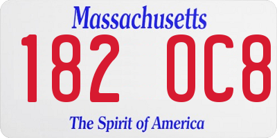 MA license plate 182OC8