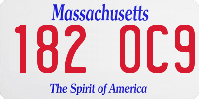 MA license plate 182OC9