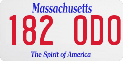 MA license plate 182OD0