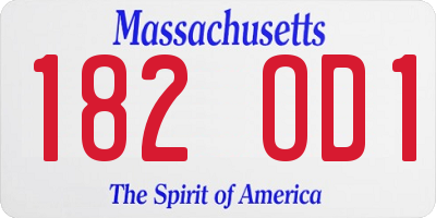MA license plate 182OD1
