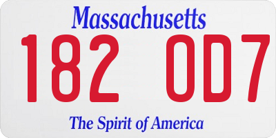 MA license plate 182OD7