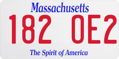 MA license plate 182OE2