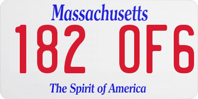 MA license plate 182OF6
