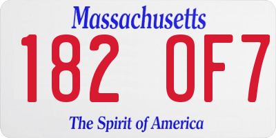 MA license plate 182OF7
