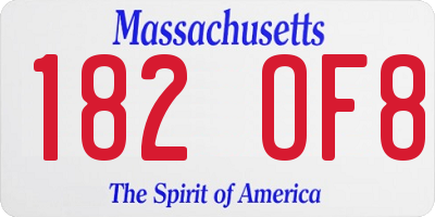 MA license plate 182OF8