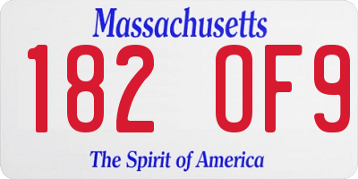 MA license plate 182OF9
