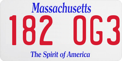 MA license plate 182OG3