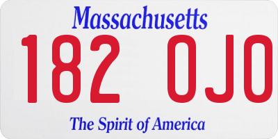 MA license plate 182OJ0