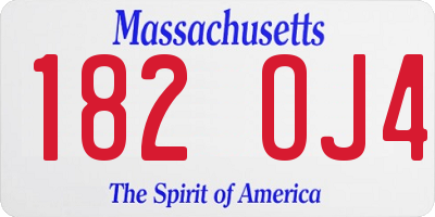 MA license plate 182OJ4