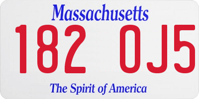 MA license plate 182OJ5