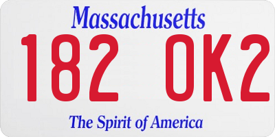 MA license plate 182OK2