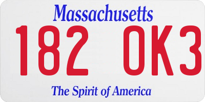 MA license plate 182OK3