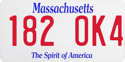 MA license plate 182OK4