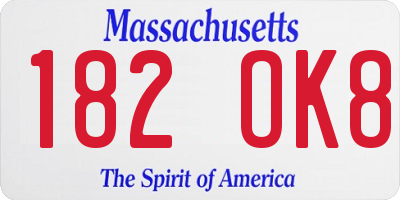 MA license plate 182OK8