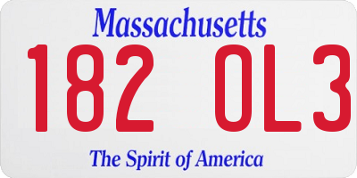 MA license plate 182OL3