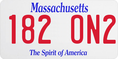 MA license plate 182ON2