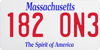 MA license plate 182ON3