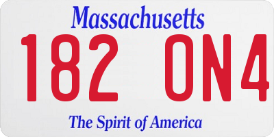 MA license plate 182ON4