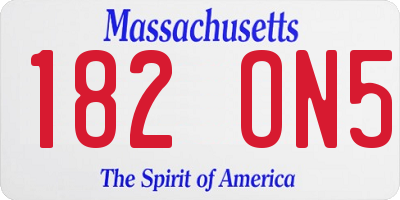 MA license plate 182ON5