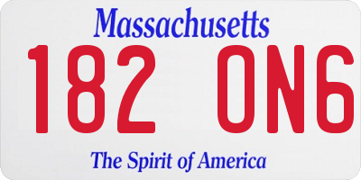 MA license plate 182ON6
