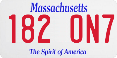 MA license plate 182ON7