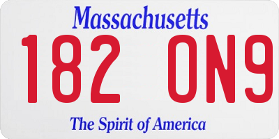 MA license plate 182ON9
