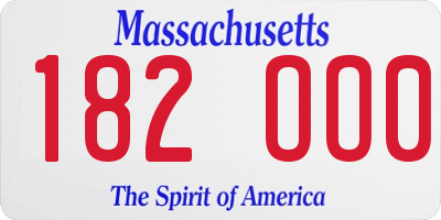 MA license plate 182OO0