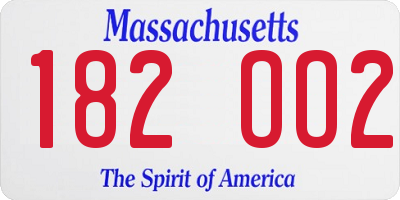 MA license plate 182OO2