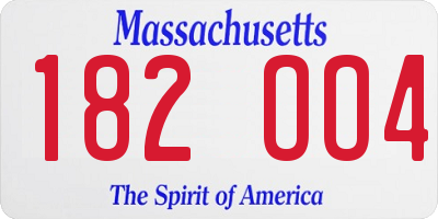 MA license plate 182OO4