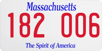 MA license plate 182OO6