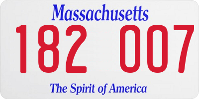 MA license plate 182OO7