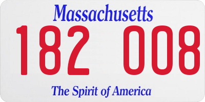 MA license plate 182OO8