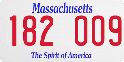 MA license plate 182OO9