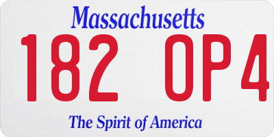 MA license plate 182OP4