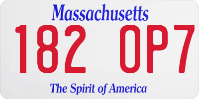 MA license plate 182OP7