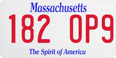 MA license plate 182OP9