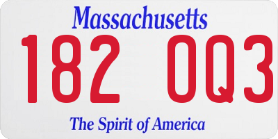 MA license plate 182OQ3