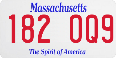 MA license plate 182OQ9