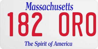 MA license plate 182OR0